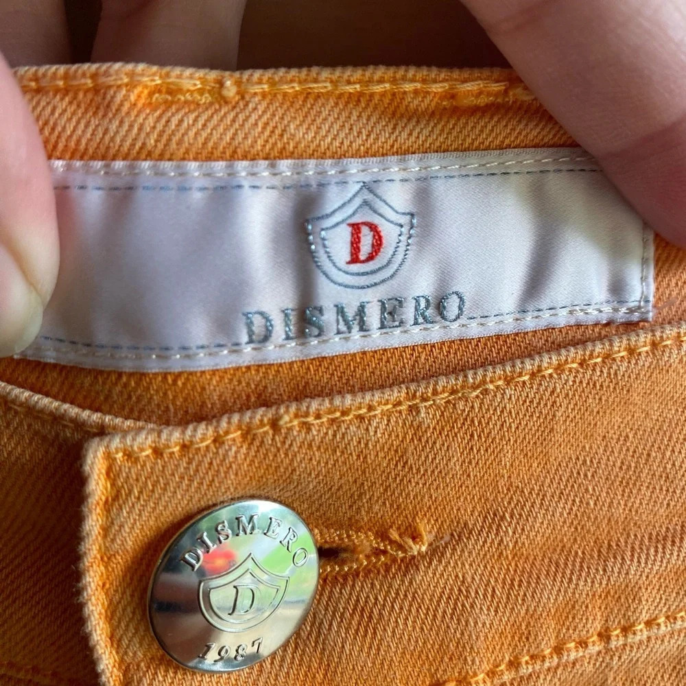 Dismero Denim Pants Made In Italy Jeans Size 33 Orange Bright Skinny Colorblock - Picture 2 of 13